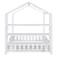 Full Size Wood House Bed with Fence and Detachable Storage Shelves, White - Korvel