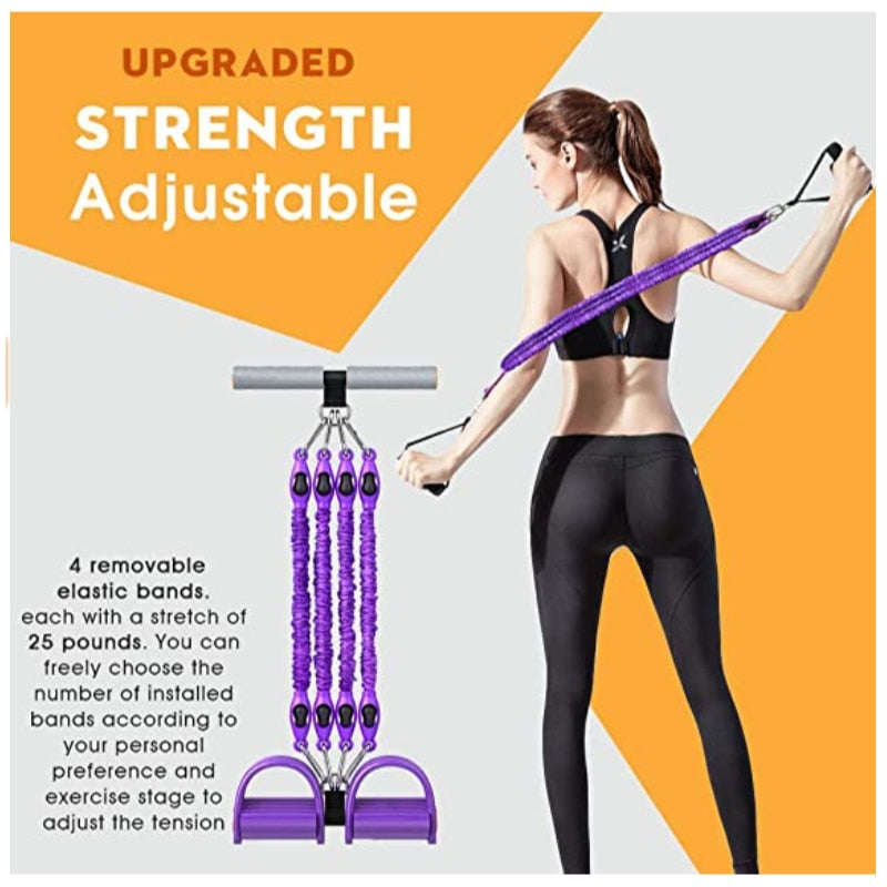 Multifunction Fitness Pedal Exerciser Sit-up Exercise Band Elastic Pull Rope Equipment Tummy Bodybuilding Tension Rope Antibreak - Korvel
