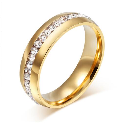 crystal wedding ring for women 6mm stainless steel engagement - Korvel