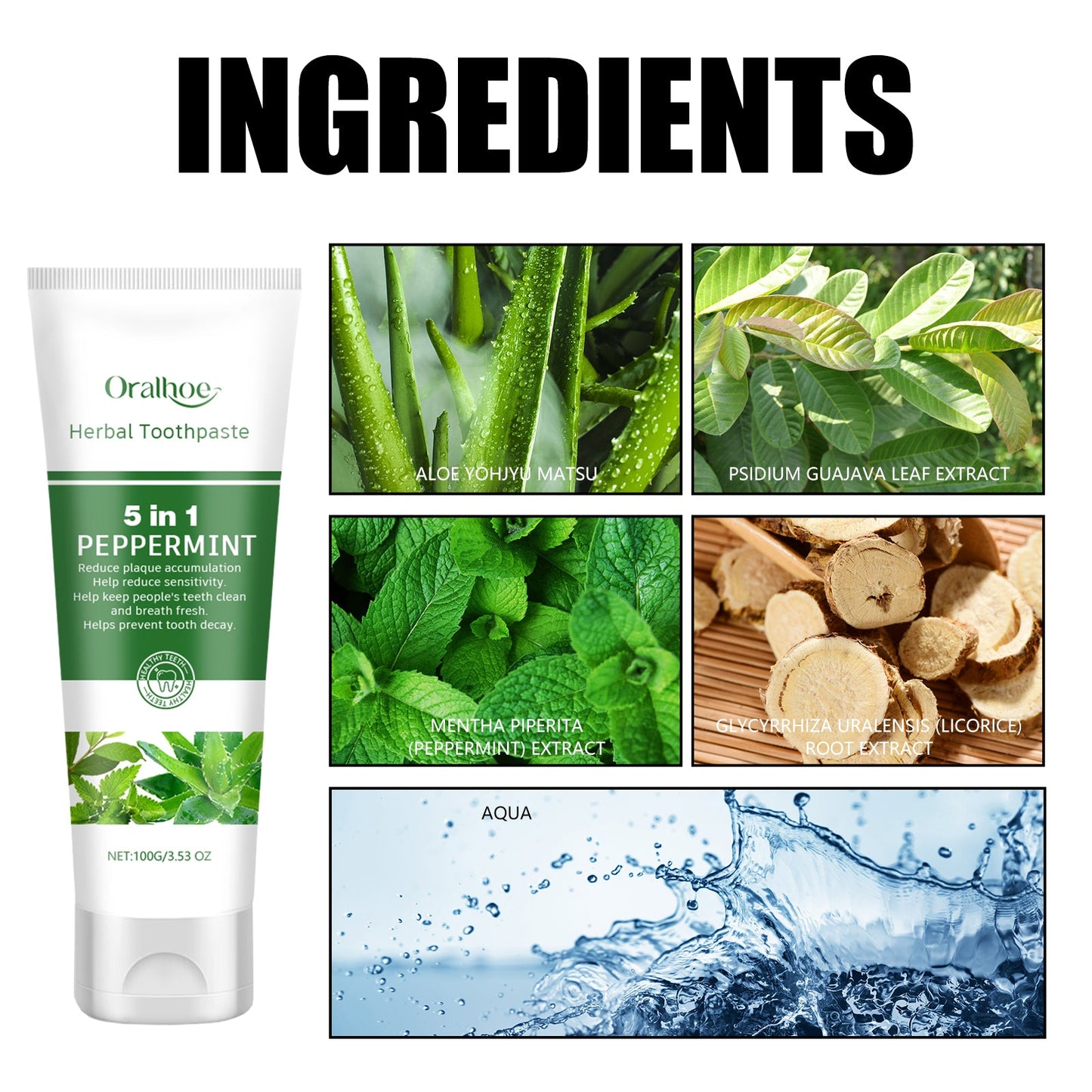 Aloe Vera Whitening Toothpaste for Fresh Breath and Bright Smile