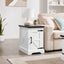 Farmhouse tea table bedside table rectangular farmhouse tea table with barn door and adjustable storage rack, white - Korvel