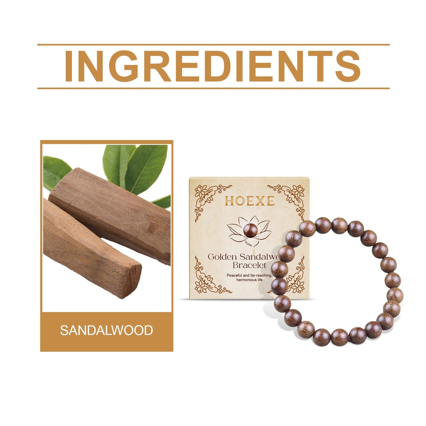 Gold Wire Sandalwood Bead Hand Daily Wear Decoration Simple Fashion 100 With Decorative Wooden Bead Bracelet - Korvel