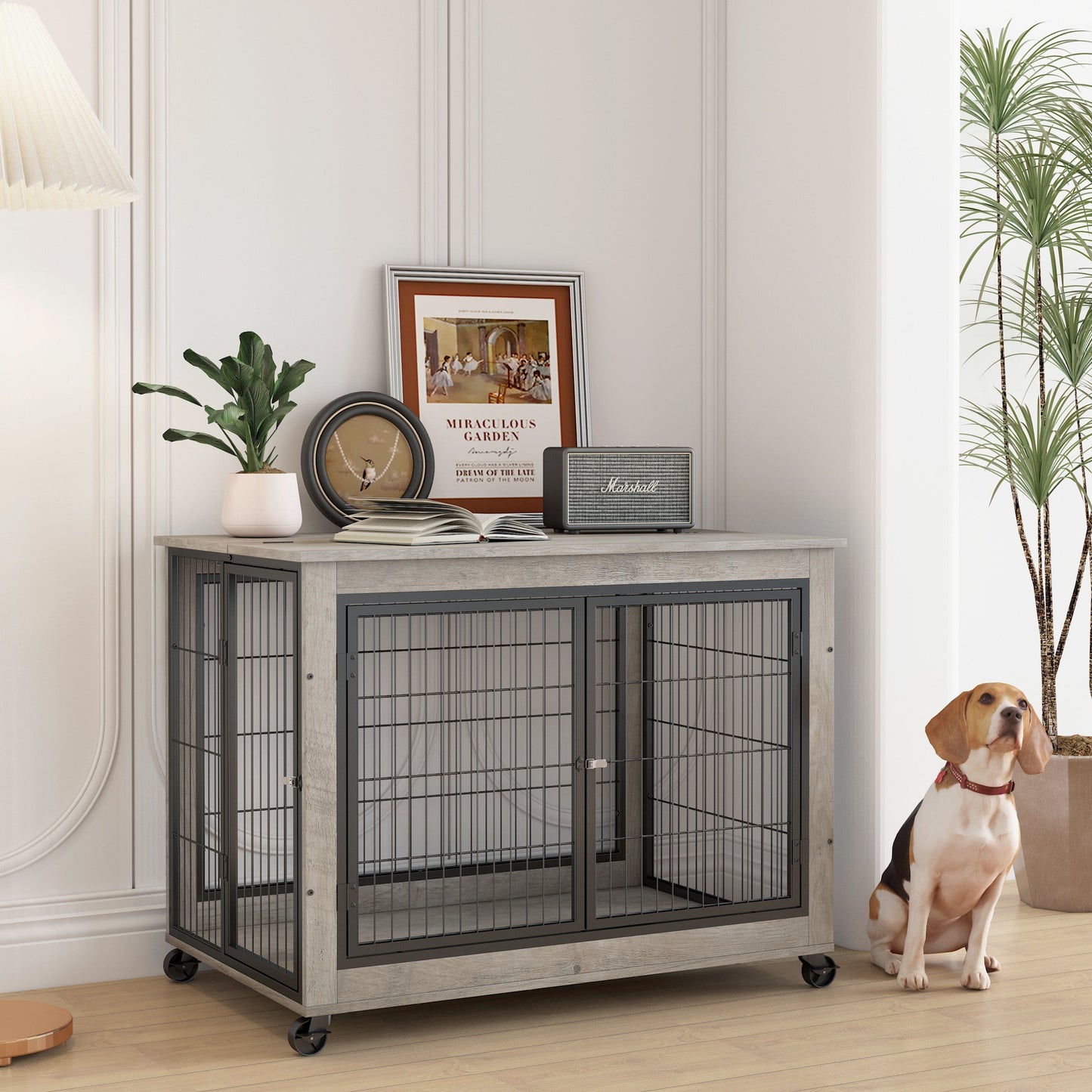 Table d'appoint pour chien de style mobilier sur roues