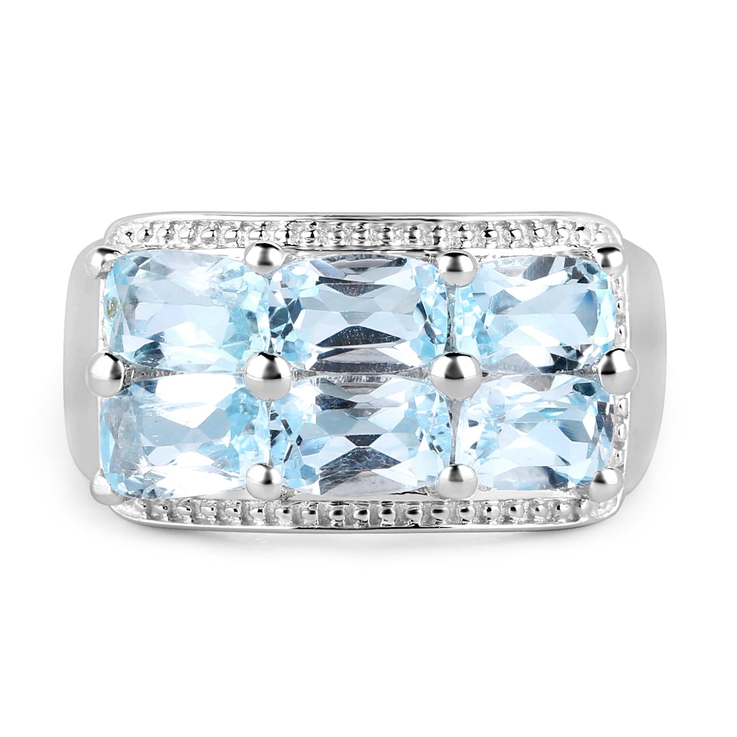 3.60 Carat Blue Topaz Cluster Ring in Sterling Silver