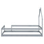 Lit simple taille jumeau en bois gris avec tête de lit en forme de maison