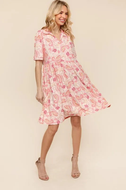 Robe en tricot à imprimé paisley évasée