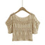 Fashionable and Sexy  Style Women's Round Neck Crochet Top with Loose Fit - Korvel