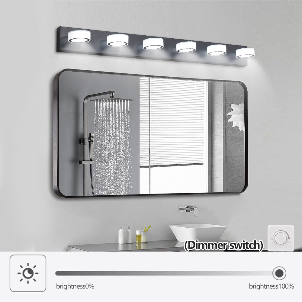 LED Modern Black 6-Light Vanity Lights Fixtures Over Mirror Bath Wall Lighting - Korvel