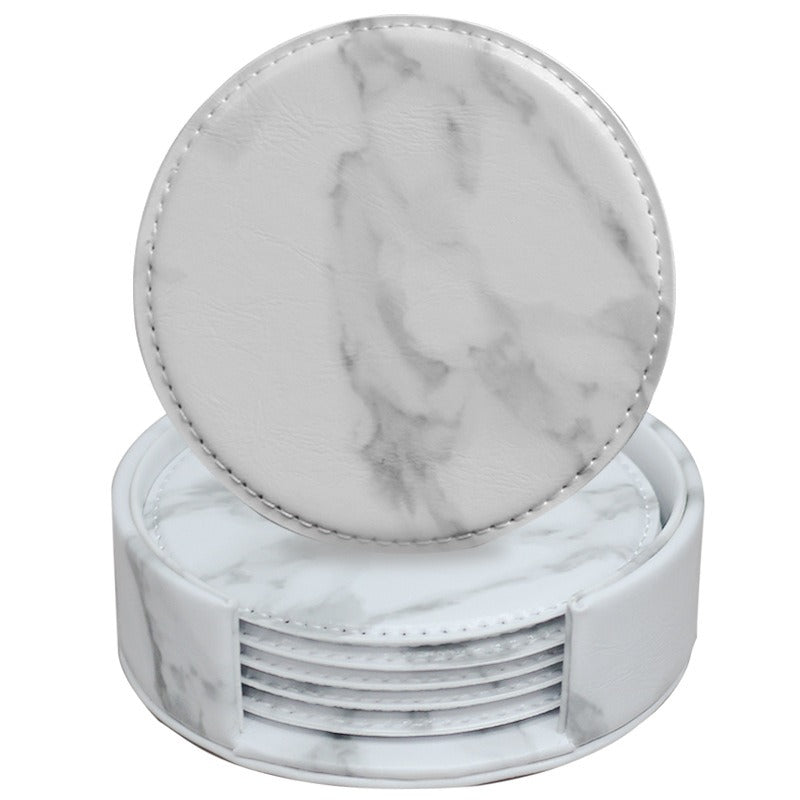 Creative PU leather coaster Exquisite insulated tea water cushion Square leather coaster - Korvel