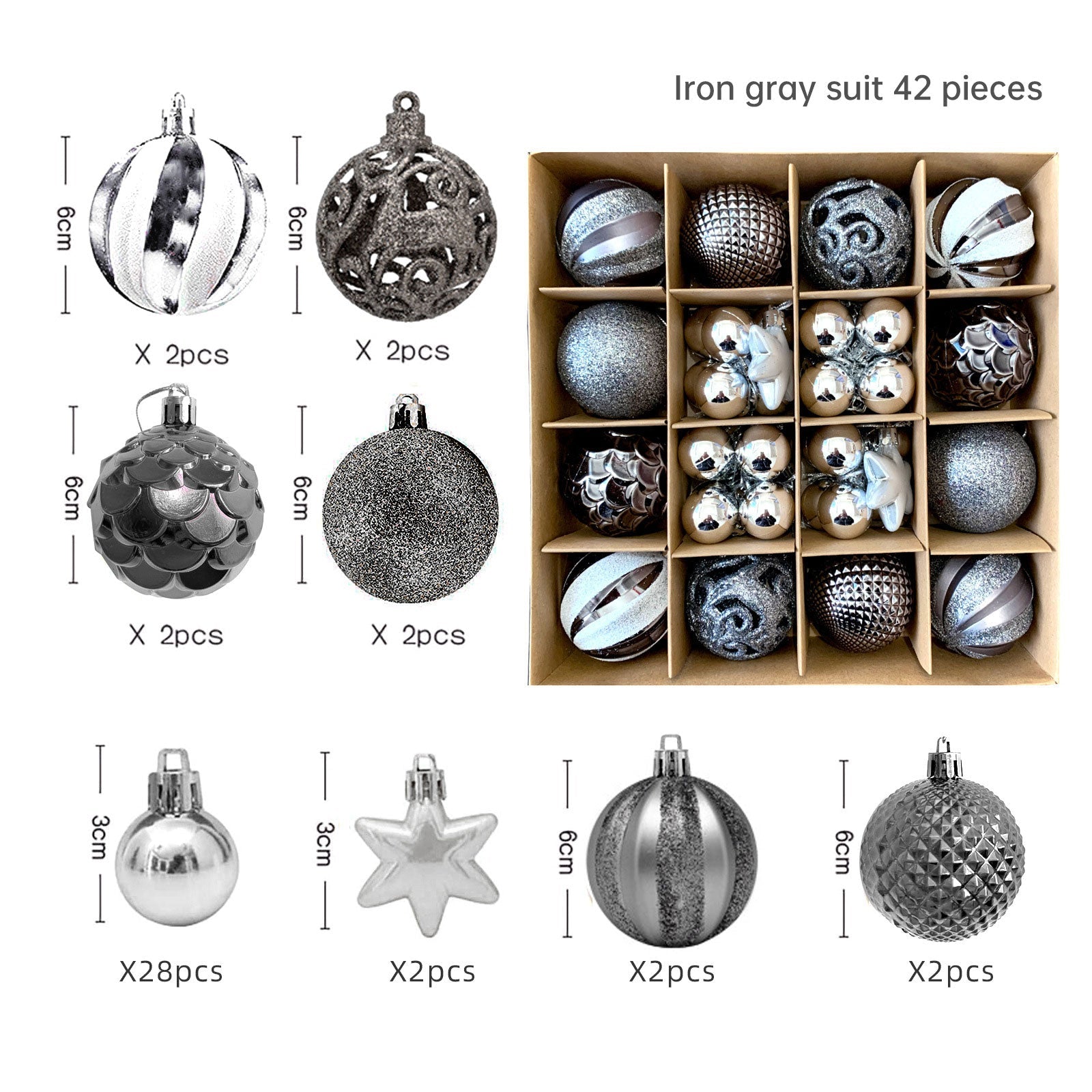 Christmas decoration 6cm electroplated ball plastic ball special-shaped painted Christmas ball gift Christmas tree pendant - Korvel