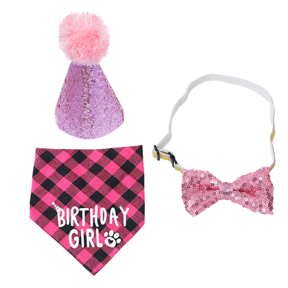 Pet Birthday Set  Triangle Scarf Hat Pet Party Decoration Styling Outdoor Creative - Korvel