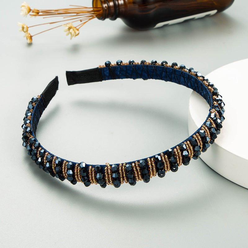 Washing Face Hair Band Thin Edge Handmade String Crystal Headband Fashion Hair Accessories Simple Hair Band - Korvel