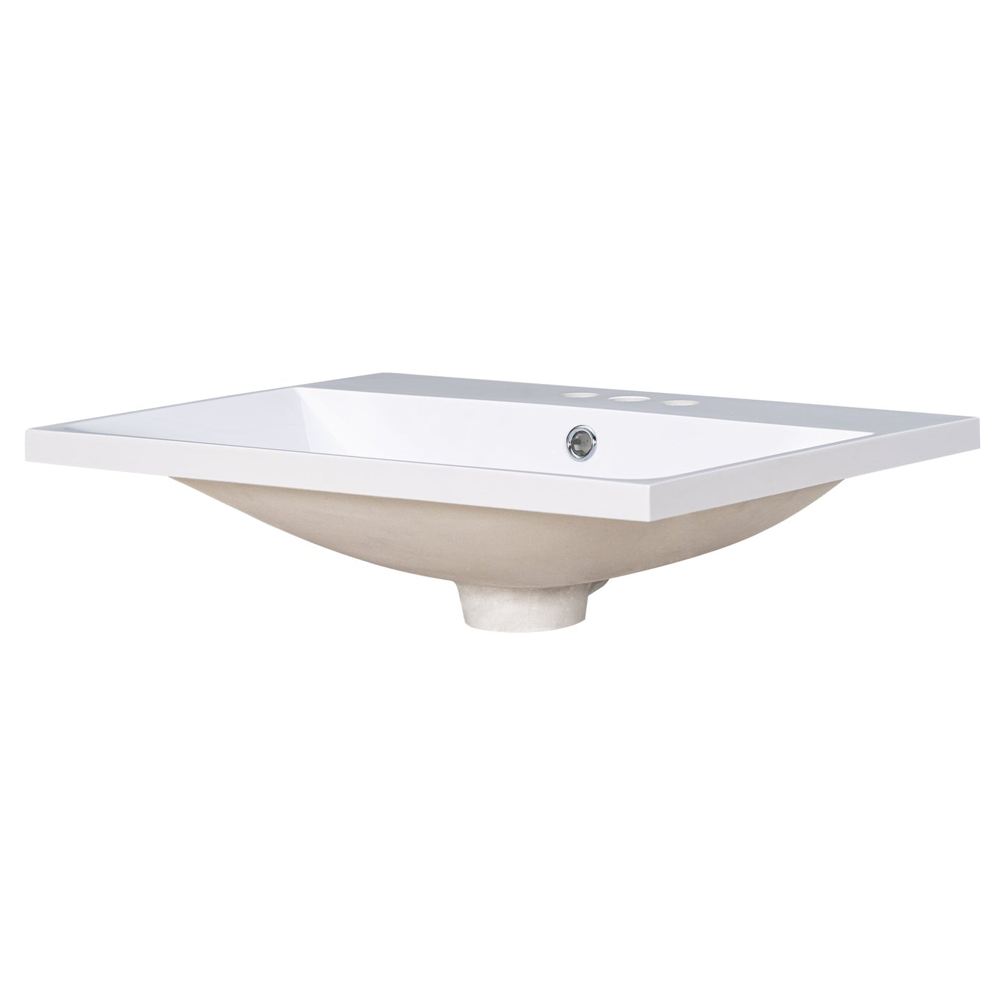 24" Bathroom Vanity Top Only White Basin 3-Faucet Holes  4" Faucet Available Ceramic - Korvel