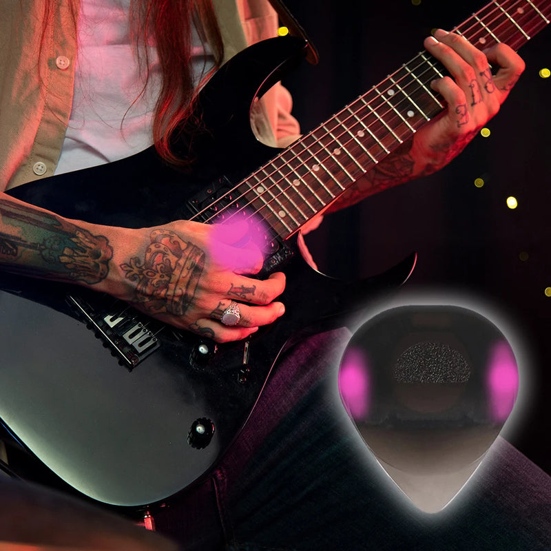 Guitar Touch Luminous Pick with High-Sensitivity LED Light Stringed Instrument Plectrum Non-Slip for Bass Electric Guitarists - Korvel