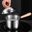 304 stainless steel milk pot, instant noodle pot, household wooden handle dormitory small soup pot, milk heating baby food pot - Korvel