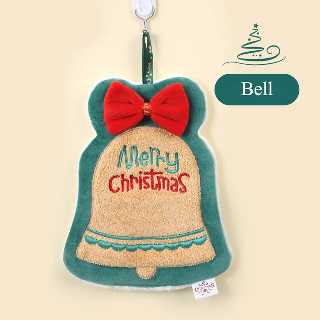 Serviette de cuisine brodée de Noël - Fleece corail