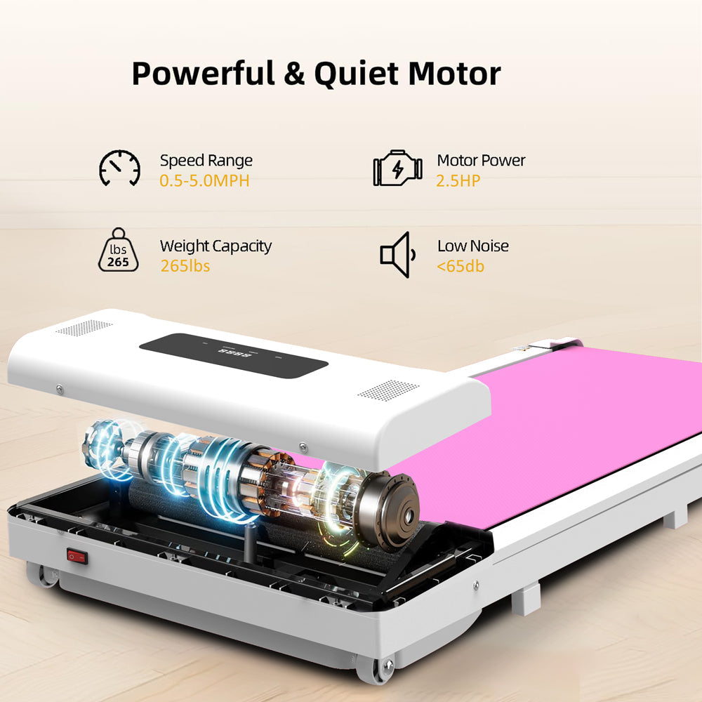 Portable Under-Desk Treadmill with Remote LED Display - Pink