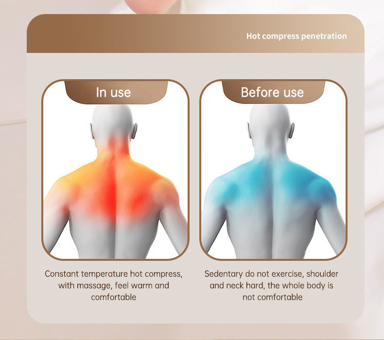 USB-C Rechargeable Kneading Massage Hot Compress Shiatsu Back Shoulder Neck Massager for Pain Relief - Korvel