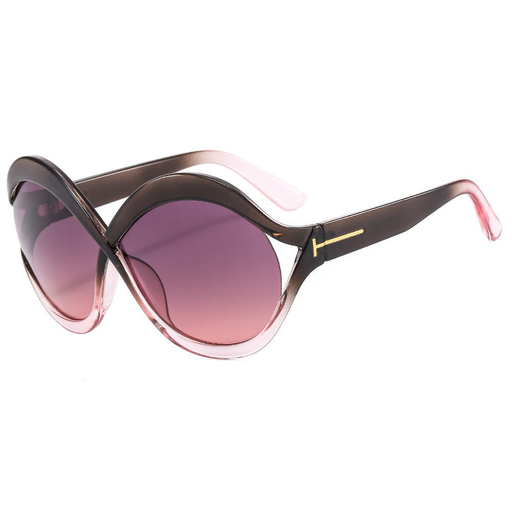 oversized round sunglasses for women leopard brown big frame sun glasses - Korvel