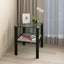 Glass two layer tea table, small round table, bedroom corner table, living room black side table - Korvel