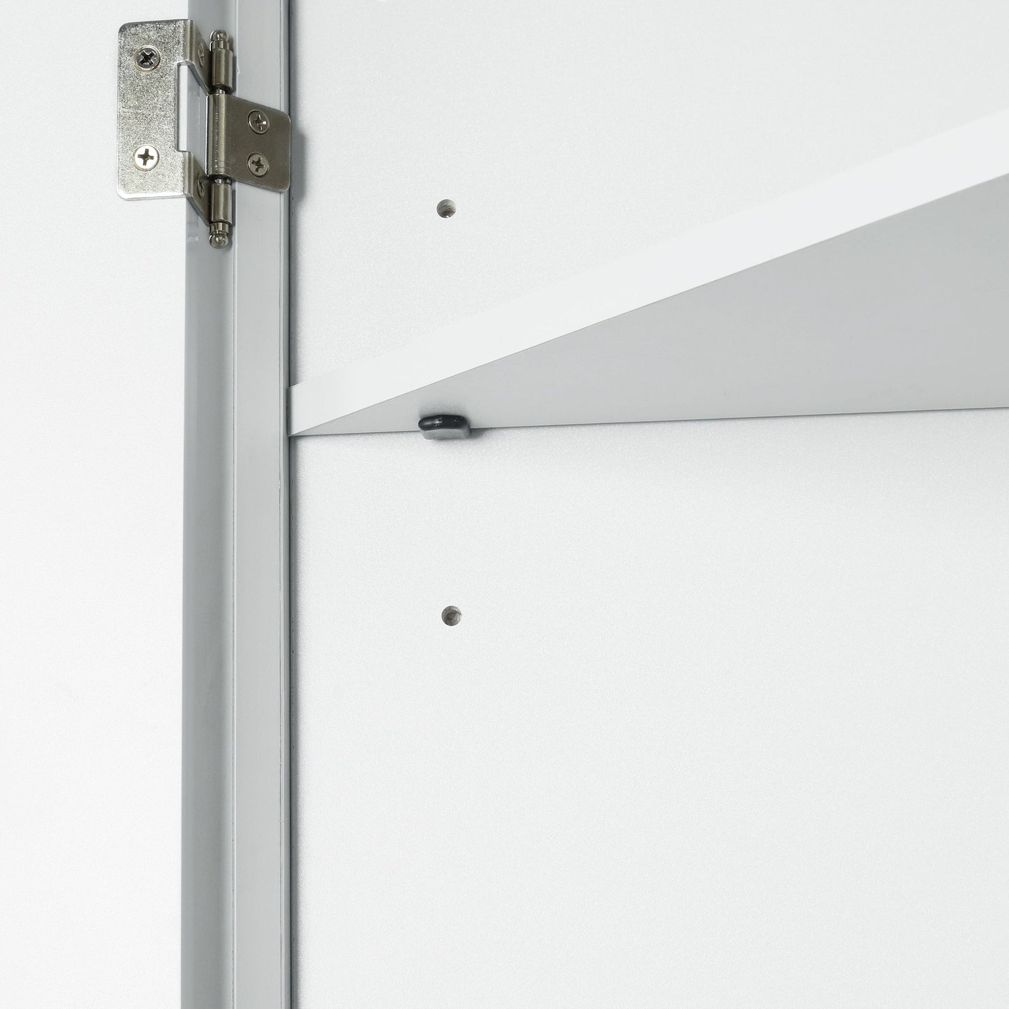 Elegante gabinete de almacenamiento triangular blanco con estantes ajustables