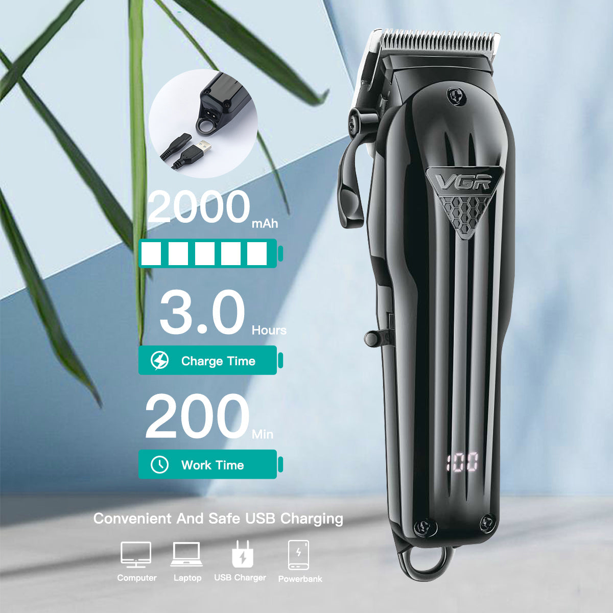Electric Hair Clipper Fine Adjustment Gradual Change Electric Hair Salon Usb Rechargeable Household Electric Hair Clipper - Korvel