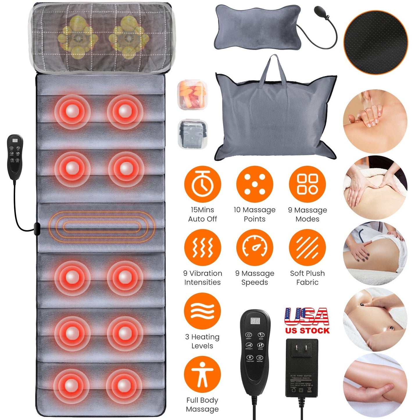 Tapis de massage électrique complet avec chaleur et vibration