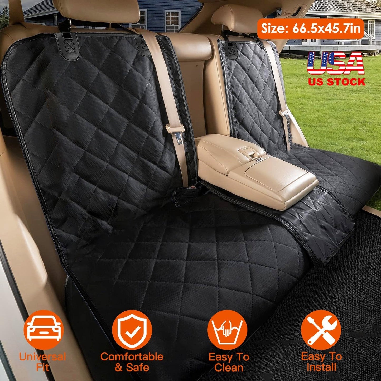 Funda de Asiento para Perros Impermeable con Cinturón de Seguridad