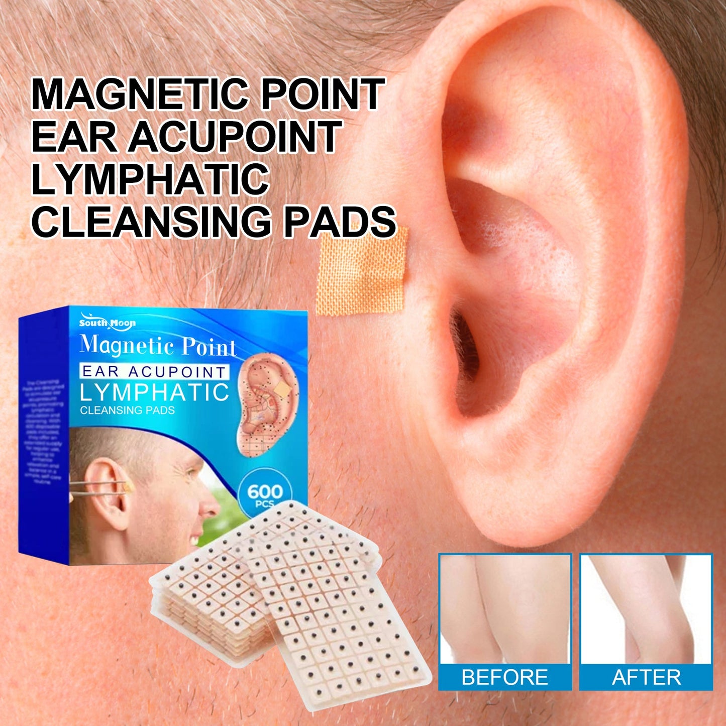 Magnetic Point Ear Acupoint lymphatic Cleansing Pads, Relieve Lymphatic Swelling Body Sculpting Body Care Ear Point Patch - Korvel