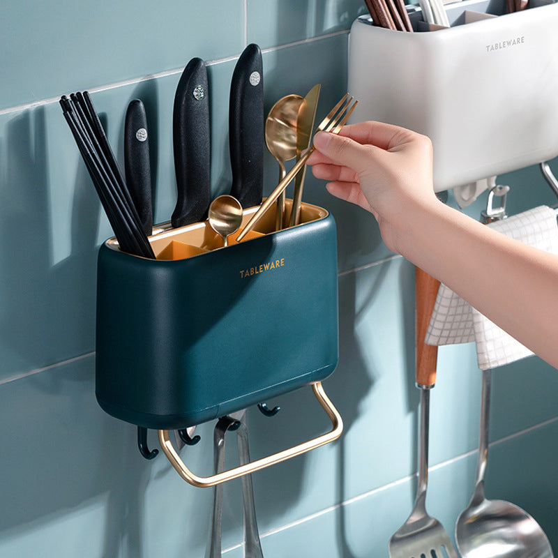 Wall-Mounted Chopsticks Cage Kitchen Chopsticks Multifunctional Storage Basket Storage Rack - Korvel