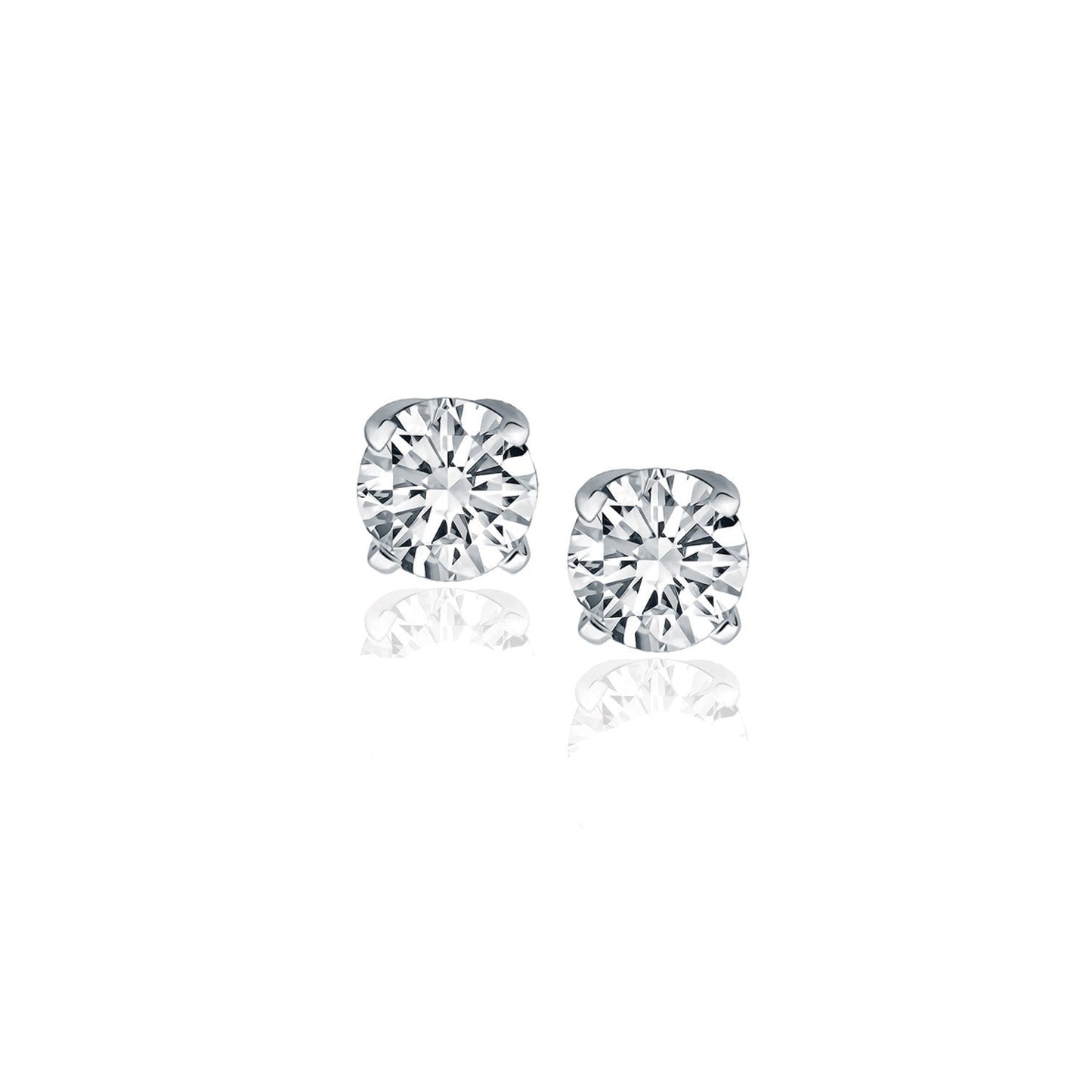 14k White Gold Diamond Four Prong Stud Earrings