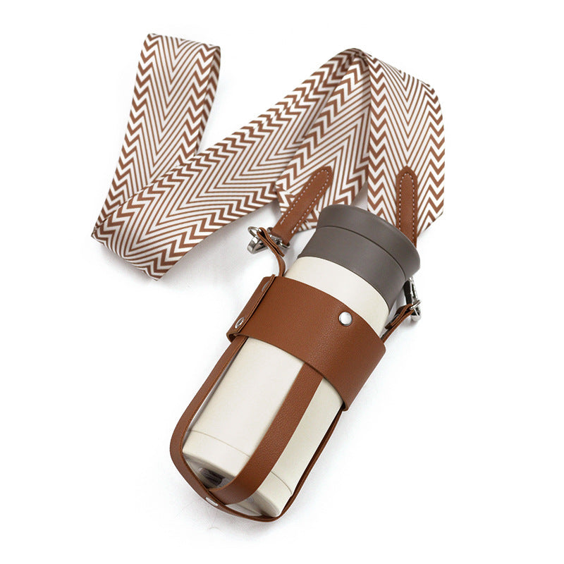 Outdoor insulated cup diagonal cup cover detachable woven shoulder strap bottle cover stainless steel kettle cover - Korvel