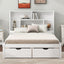 Full Size Platform Bed with Storage Headboard and 2 Drawers, White - Korvel