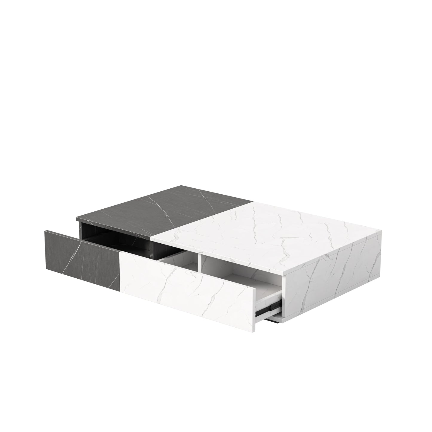 Modern style black and white coffee table with two storage spaces - Korvel