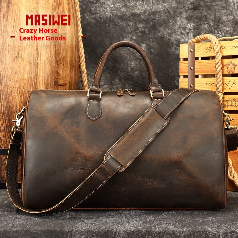 Bolso Cruzado de Cuero Vintage de Gran Capacidad para Viajes