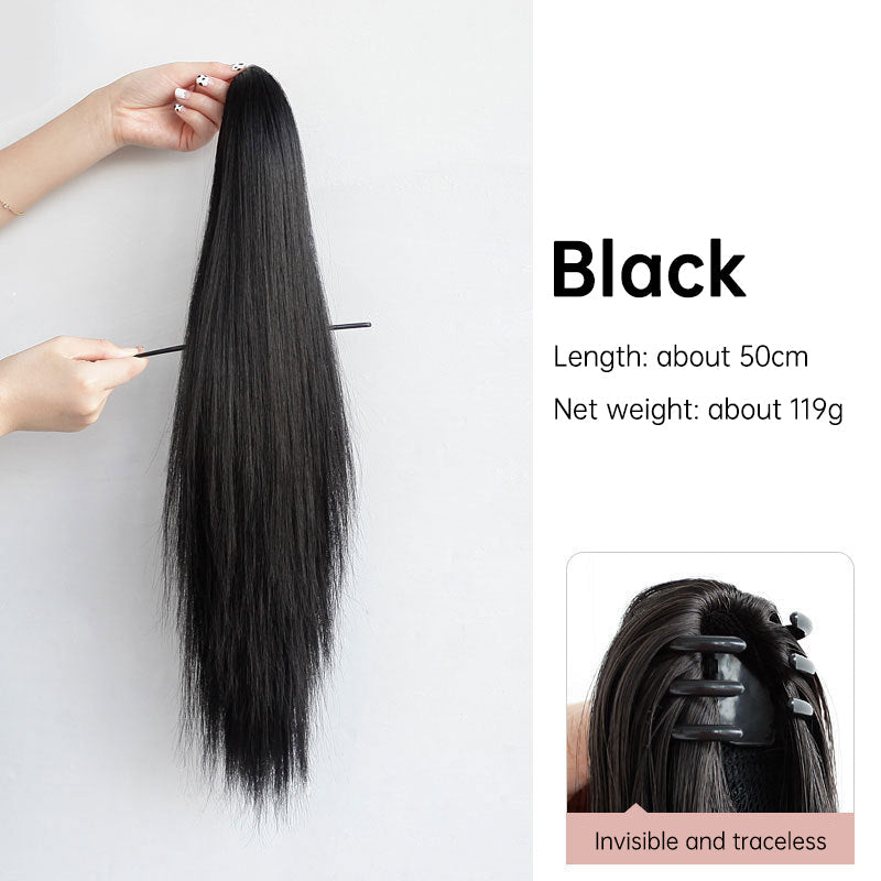 Grab clip ponytail wig female straight hair ponytail mini small grab clip ponytail long straight hair chemical fiber wig high ponytail - Korvel