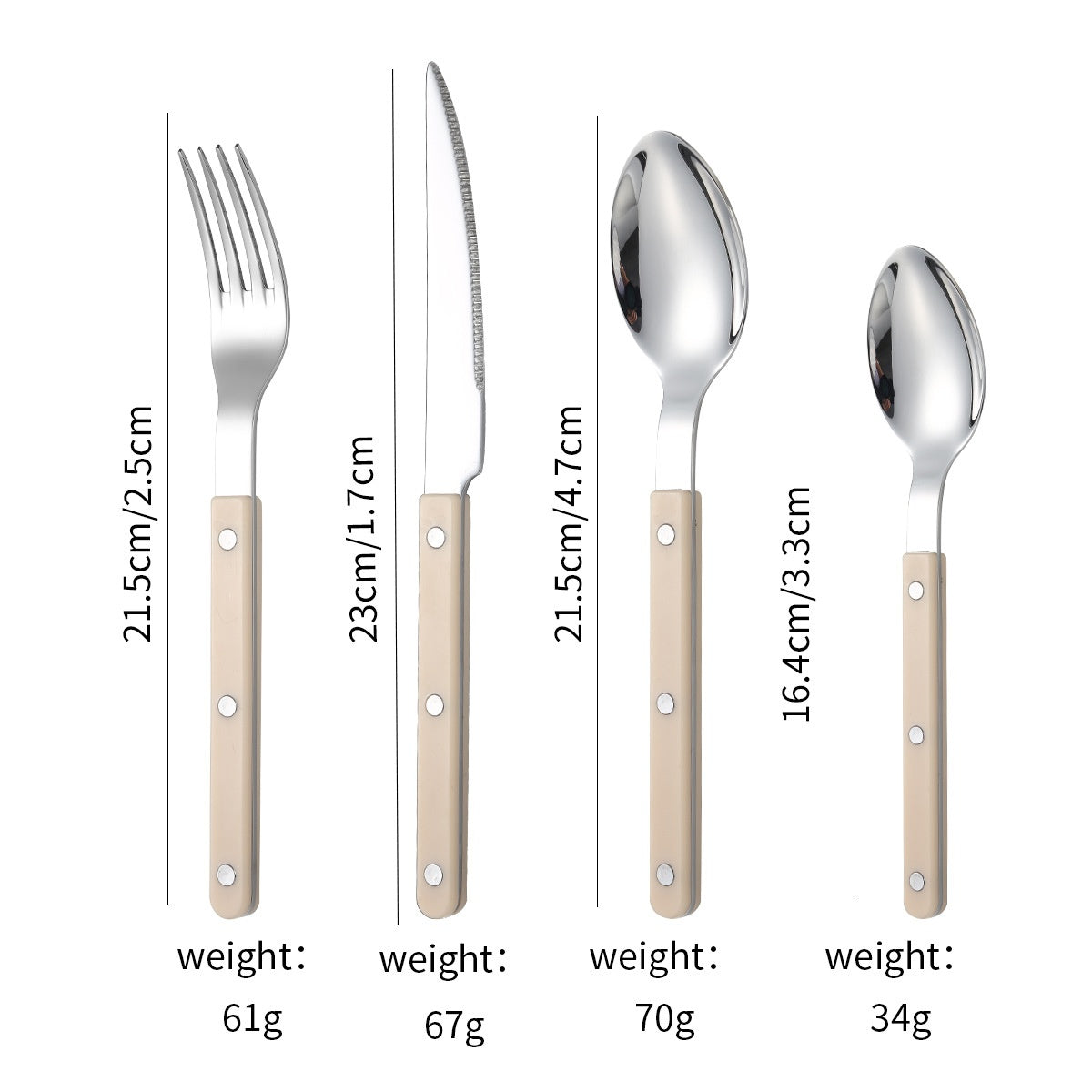 French Rivet ABS Handle Hotel Western Tableware Steak Knife Butter Knife Set - Korvel