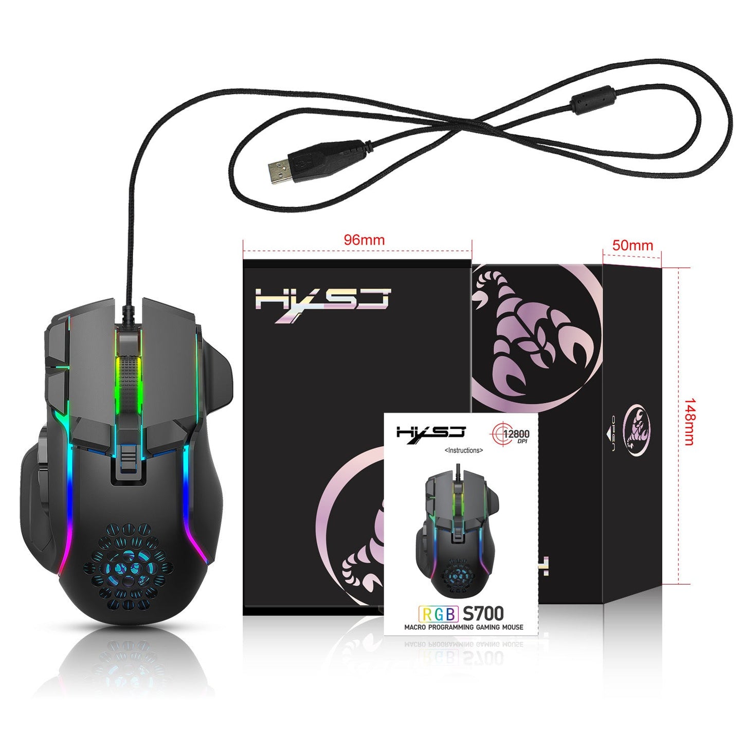 S700 Programmable Gaming Mouse with RGB Lighting
