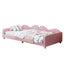 Twin size Upholstered Daybed, Sherpa Fabric Sofabed with Cloud-Shaped Backrest, No Box-spring Needed, Pink - Korvel