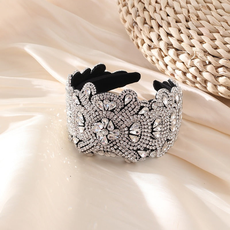 Full Sky Star Glass Diamond Wide Edge Vintage Hair Hoop - Korvel