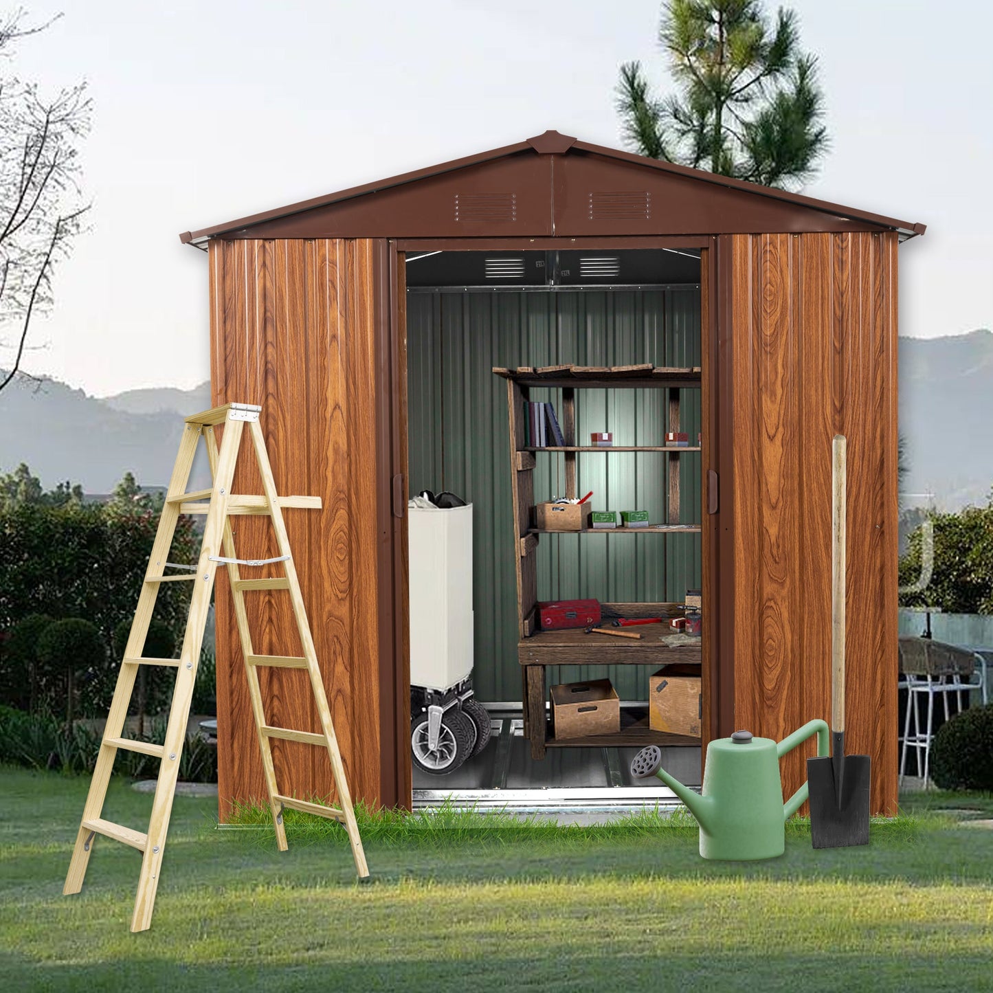 6ft x 6ft Premium Outdoor Metal Storage Shed with Window