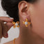 Synthetic Pearl Titanium Steel Flower Earrings - Korvel