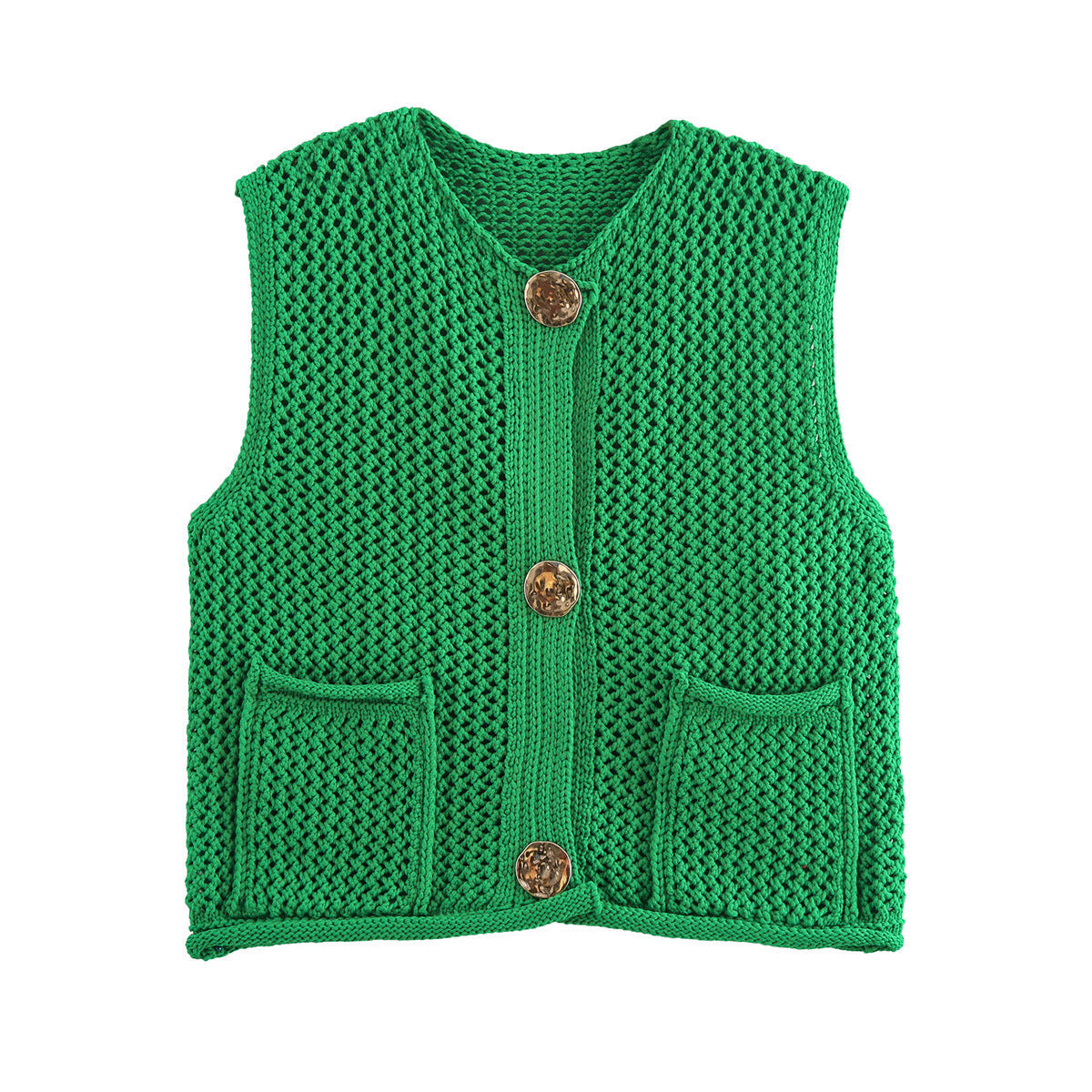 Versatile Crochet Hollow Vest in Solid Colors