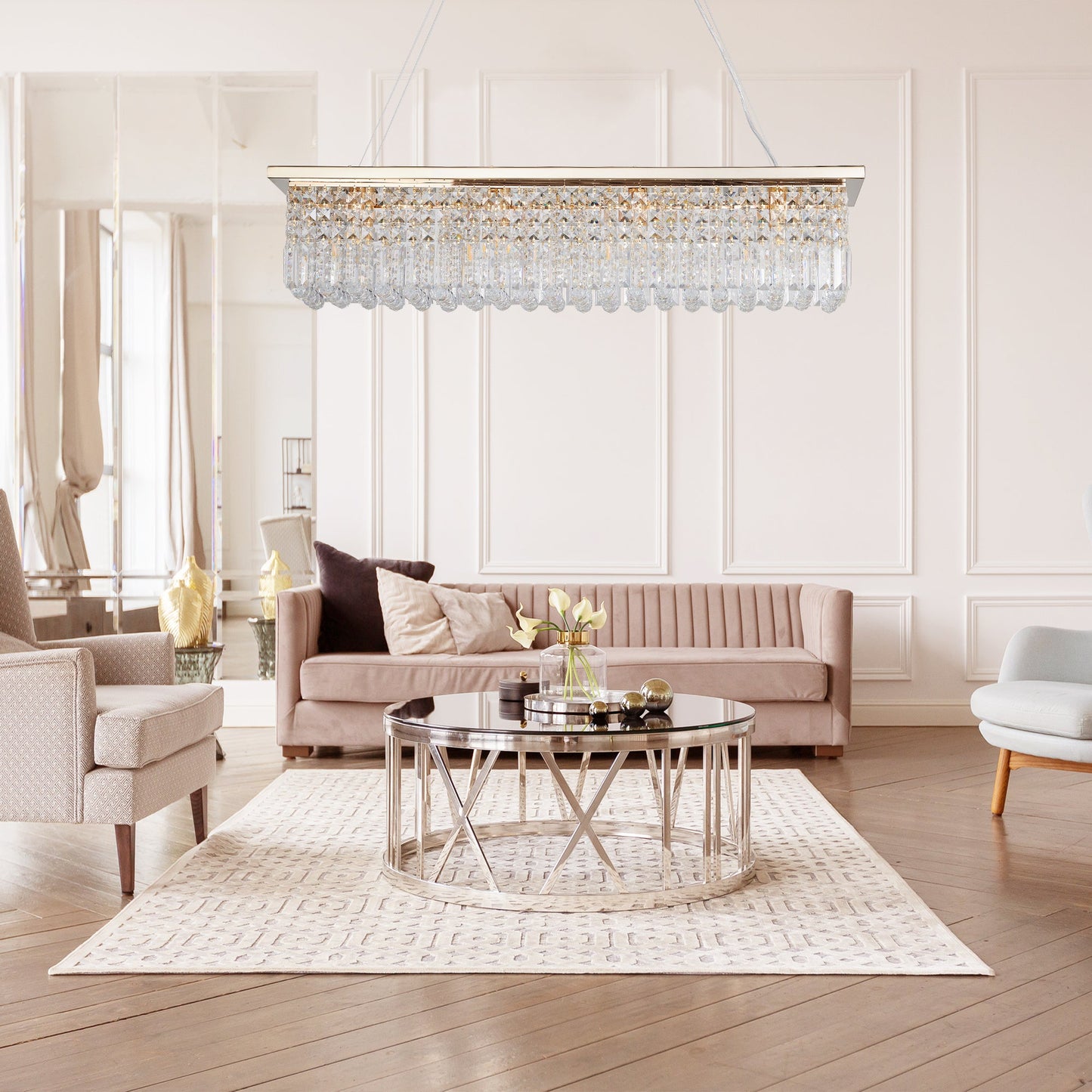 Elegant Gold Crystal Chandelier for Dining Room