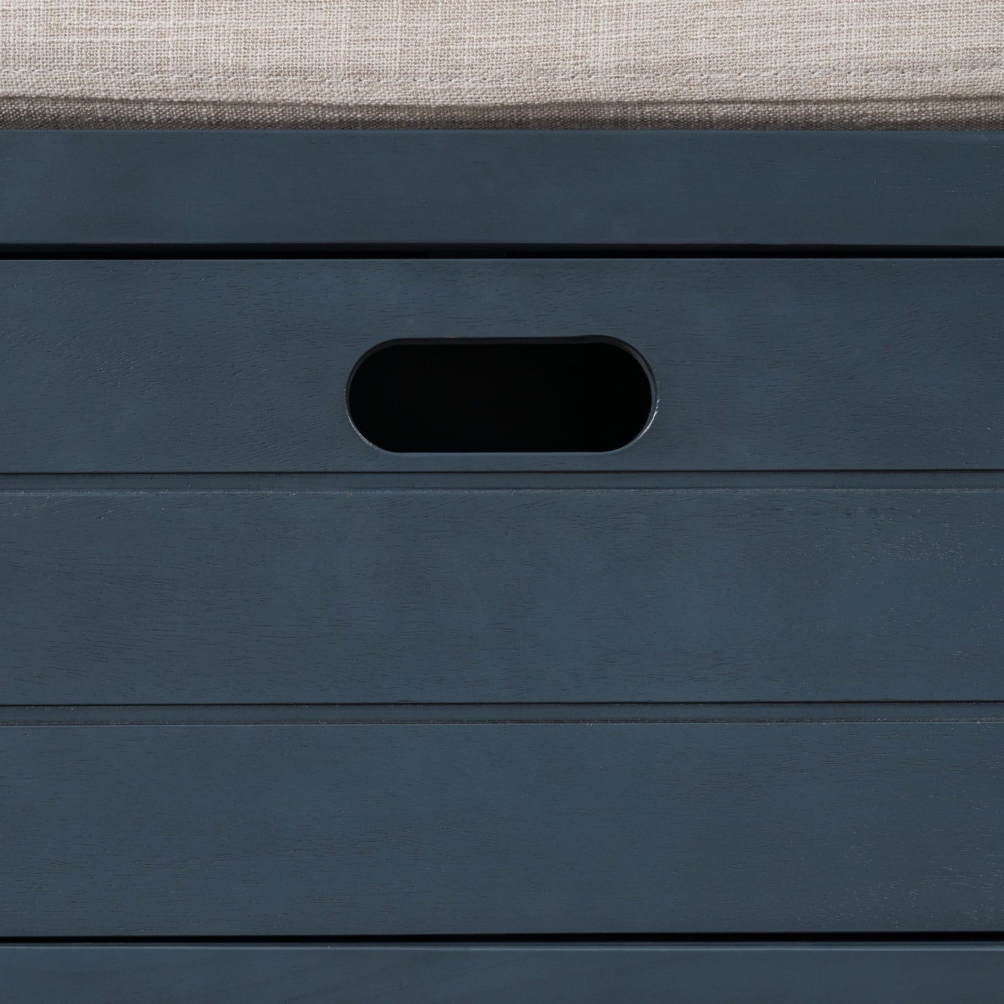 TREXM Storage Bench with Removable Basket and 2 Drawers, Fully Assembled Shoe Bench with Removable Cushion (Navy) - Korvel