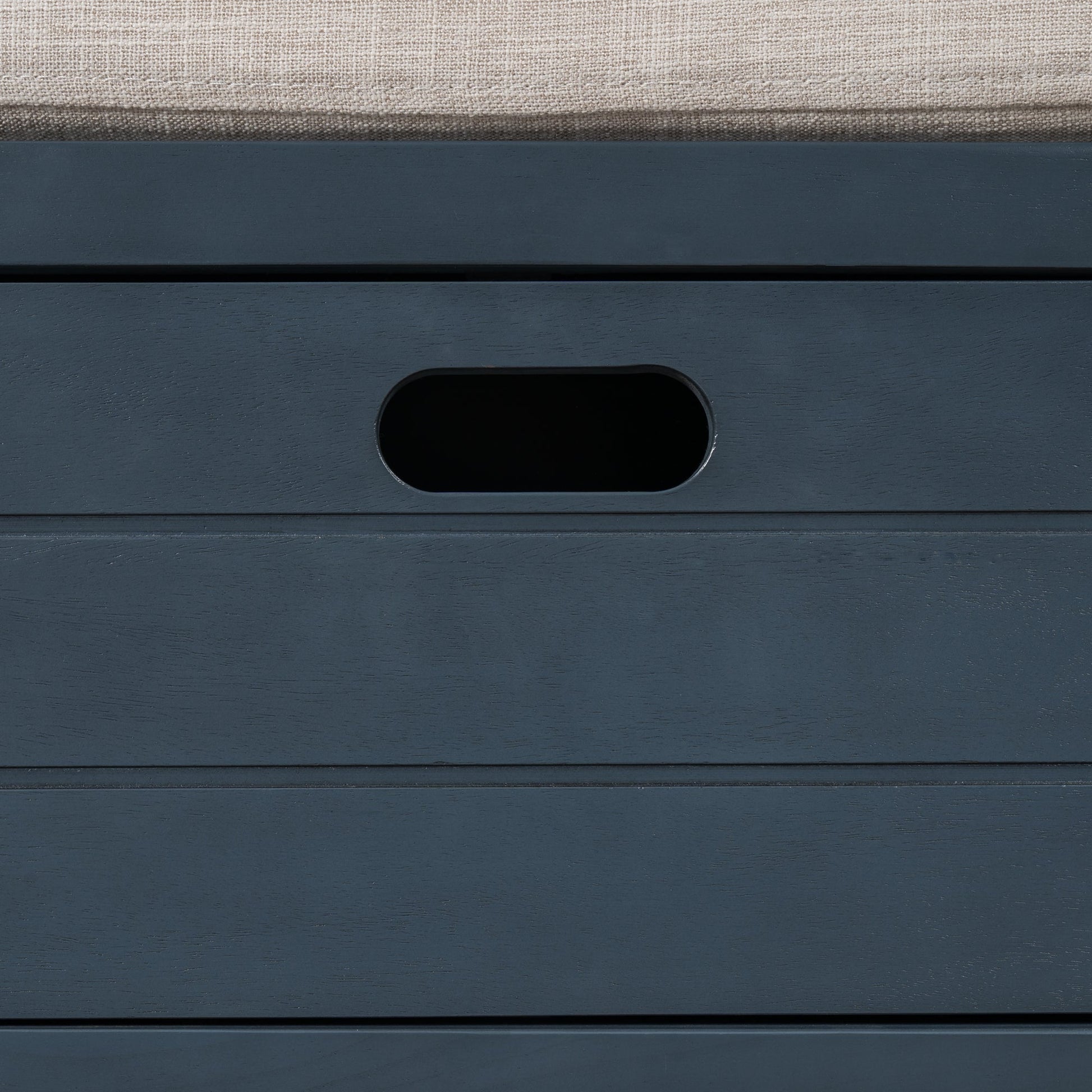 TREXM Storage Bench with Removable Basket and 2 Drawers, Fully Assembled Shoe Bench with Removable Cushion (Navy) - Korvel
