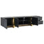 Luxury Fluted TV Stand for TVs Up to 80'', Modern Entertainment Center with Storage Cabinets & Drawers Black - Korvel