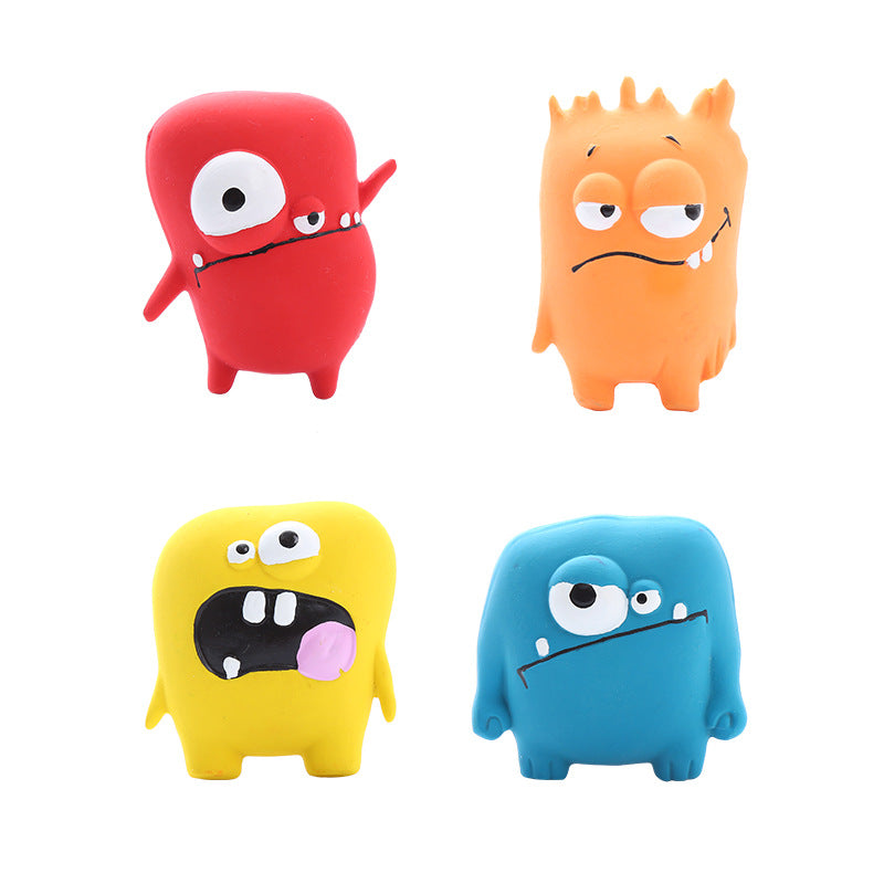 Cute Monster Shaped Latex Squeaky Dog Toy Durable and Easy to Clean Pet Toy - Korvel