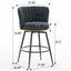 A set of 2 gray rotating bar stools - high backrest, adjustable, with elegant metal backrest decoration - Korvel