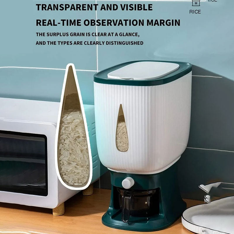 10Kg Rice Dispenser Storage Container with Measuring Cylinder